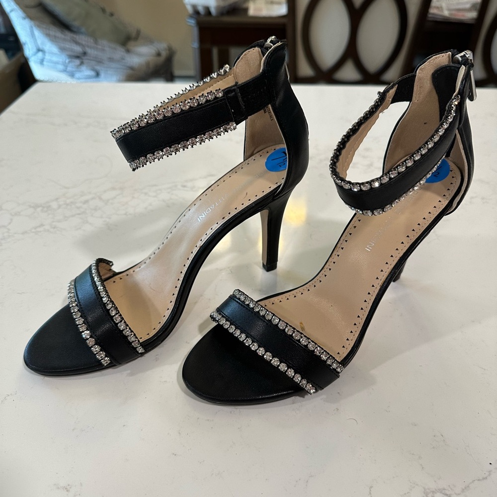 Elegant Black Rhinestone Heels